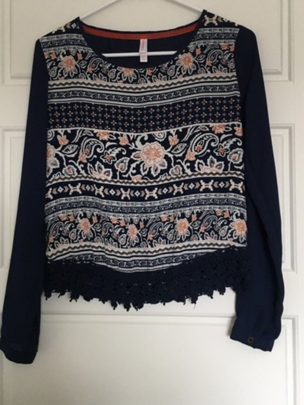 Navy Patterned Top